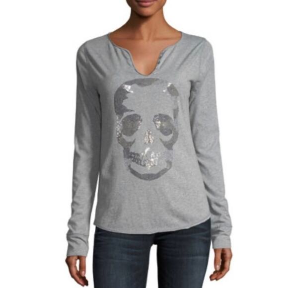 Zadig & Voltaire Tops - NWT Zadig & Voltaire Tunisien Camo Skull Long Sleeve Top